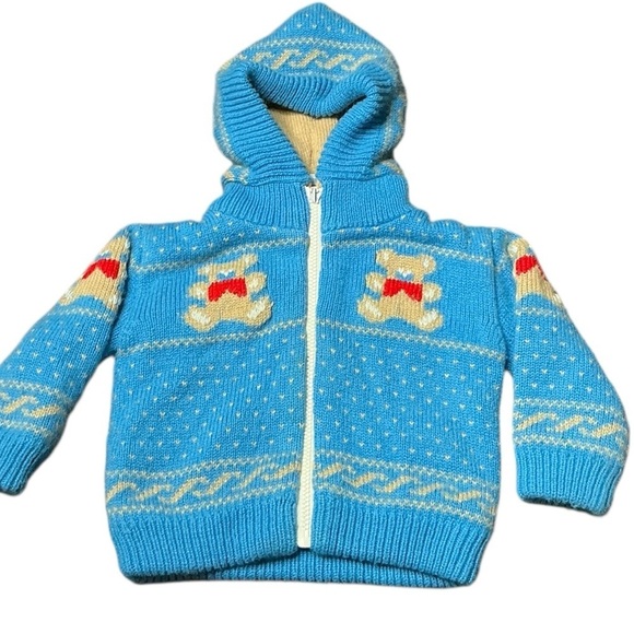croissant Other - Vintage Zip Front Knit Teddy Bear Sweater Jacket